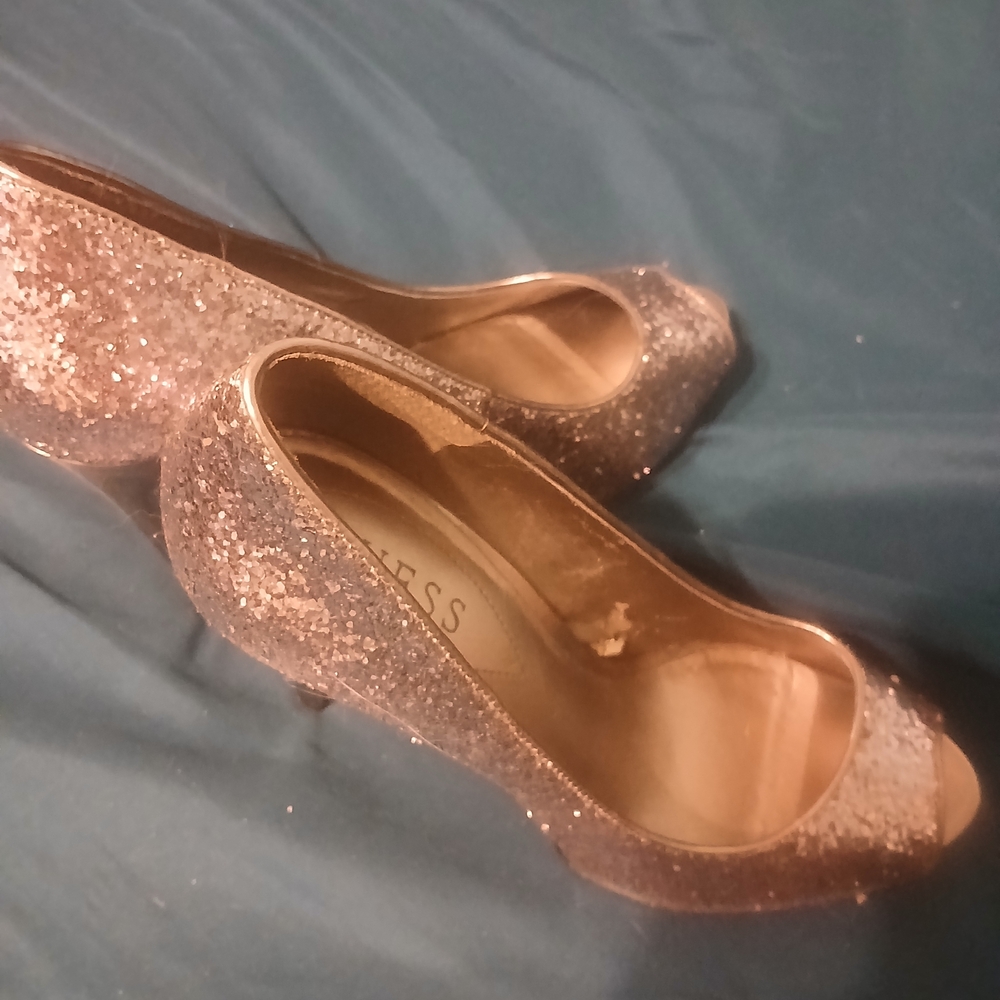 Glitter Peep-Toe Women’s Heels - Rose Gold
